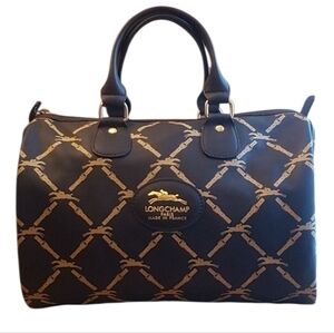 LONGCHAMP Vintage LM Mocha calfskin leather Speedy Boston satchel bag